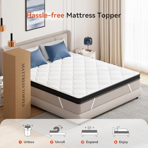ELEMUSE 3 Inch Twin XL Mattress Topper with Cooling Pillowtop