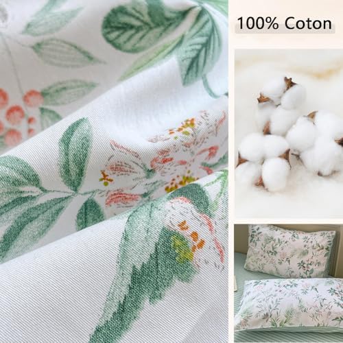 Jolusere Green Floral Queen Duvet Cover Set