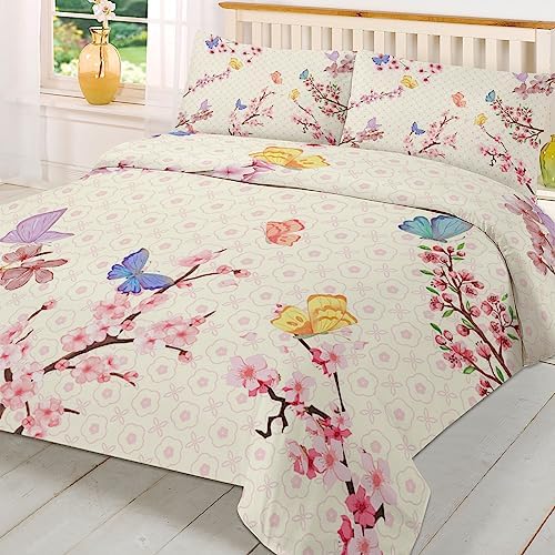 3 Piece Queen Bedding Set with Zipper Closure and Butterfly Print