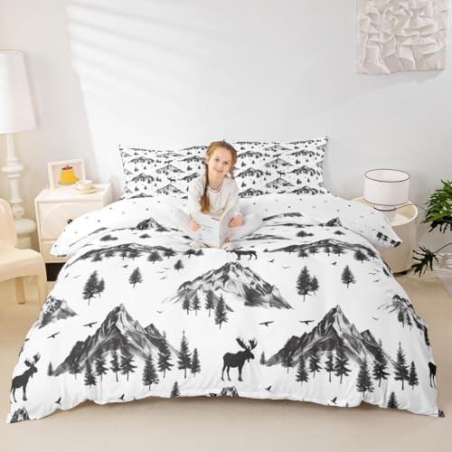 Jejeloiu Cute Deer Duvet Cover Set 3Pcs