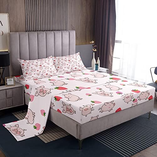 Feelyou Pig Print Bed Sheet Set 4Pcs for Kids and Adults 1