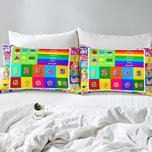 Feelyou Kids Learning Duvet Cover Set ABC Numbers Shapes