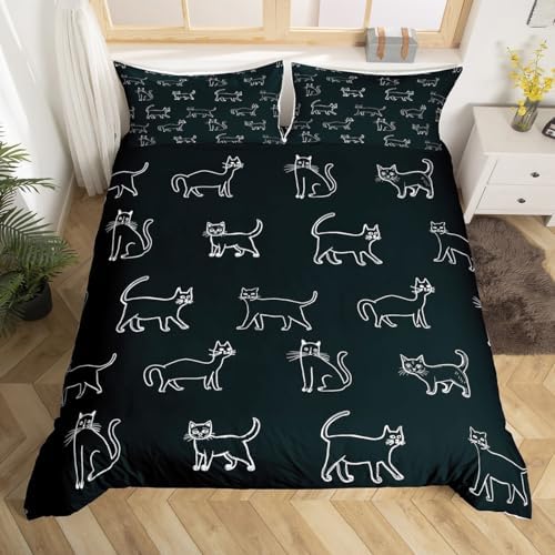 Castle Fairy Cute Cat Duvet Cover Set Queen Size 3 Pieces