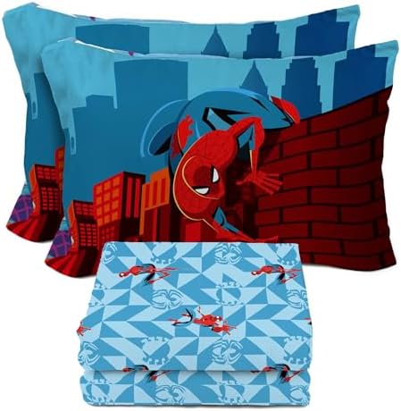 Sunny Side Up Spiderman Kids Sheet Set Blue 4 Piece Full