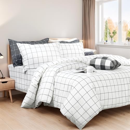 FADFAY Grid Duvet Cover Set 3 Pieces Twin XL Size