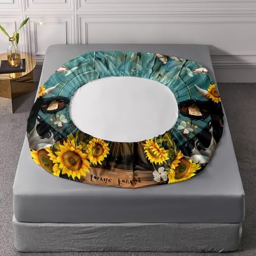 Cute Cow Print Fitted Sheet Set 4Pcs for Boys Teens Adults
