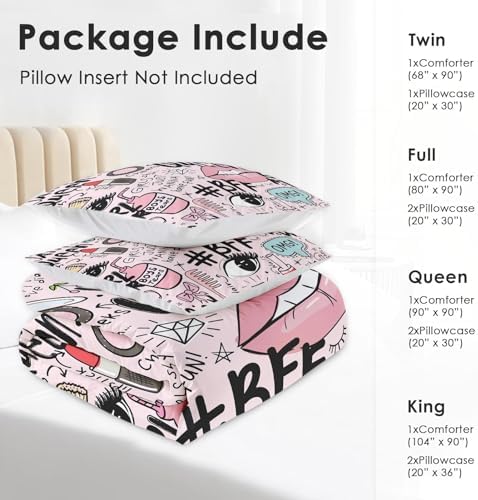 Pamnest Comforter Set 3 Pcs Makeup Pink Queen