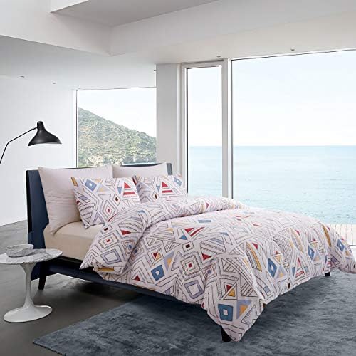 GETIANN Soft White Geometry Duvet Cover Set Twin