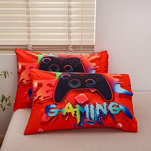 Aimuan Gaming Comforter Set for Boys - Twin Red