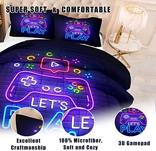 NINENINE Boys Gaming Bedding Set - Twin Comforter Pillowcase
