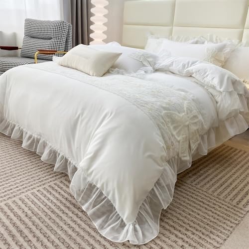 MOOWOO Pretty Bow Duvet Cover Set - Twin Size Zipper Closure
