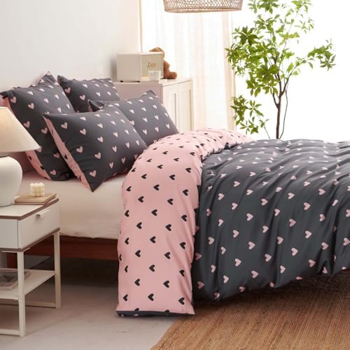 Nayoroom Heart Duvet Cover Set Queen Size Reversible