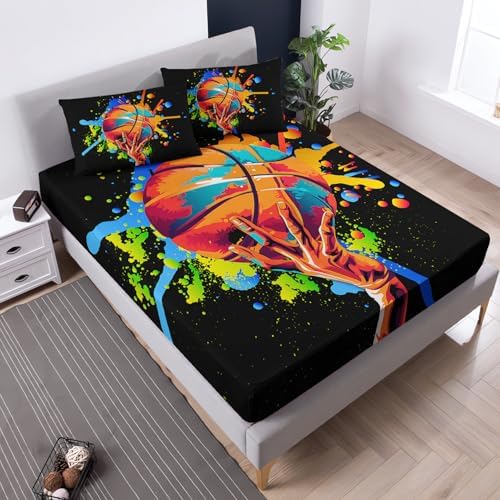 Black Basketball Microfiber Bedding Set for Kids