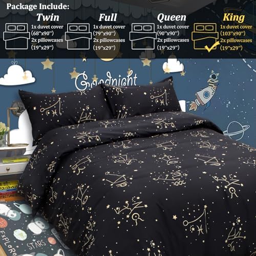 ZHH E-COMMERCE Duvet Cover Set King Kids - Starry Constellation Design