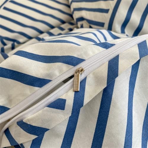 VM VOUGEMARKET Blue Stripes Duvet Cover Set 3 Piece Queen