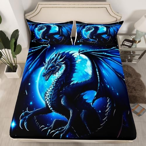 Castle Fairy Dragon Fitted Sheet Twin Size 3D Design