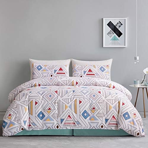 GETIANN Soft White Geometry Duvet Cover Set Twin