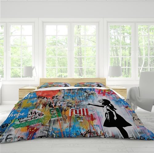 HOBBOY Cute Girl Duvet Cover Set with Zipper 3 Piece