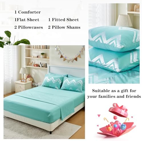 Wowelife Teal Comforter Set Queen 7 Pieces
