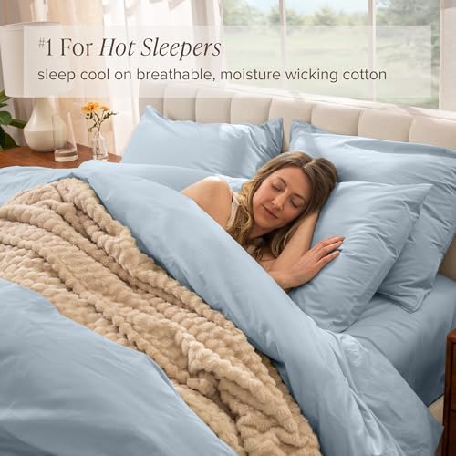 Bare Home Organic Cotton Duvet Cover Set - TwinTwin XL Winter Blue 1