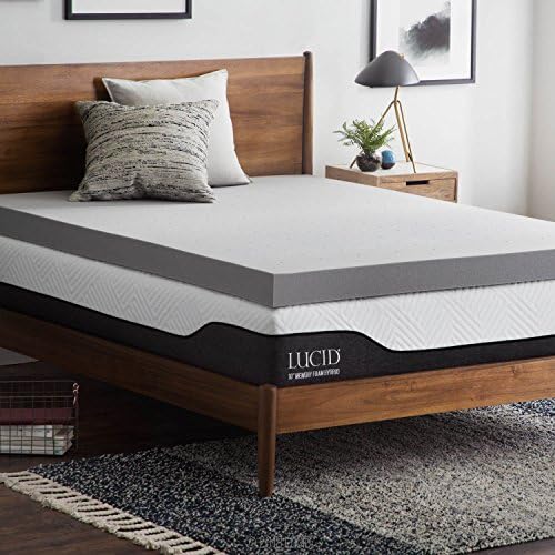 Lucid 4 Inch Ventilated Bamboo Charcoal Mattress Topper - Queen