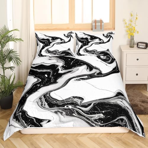 Feelyou Marble Texture Duvet Cover Set 3Pcs Queen Size 1