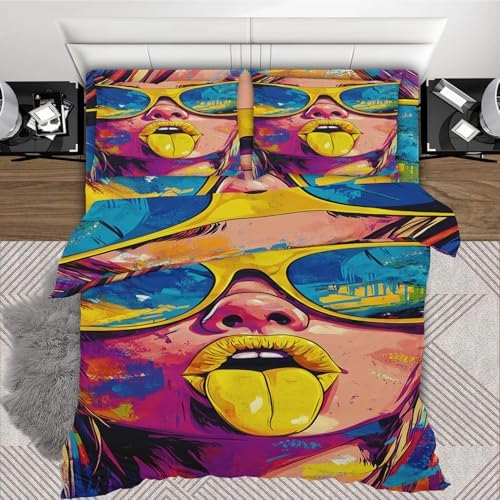 Hip Hop Girl Duvet Cover Set Twin XL with Zipper Closure