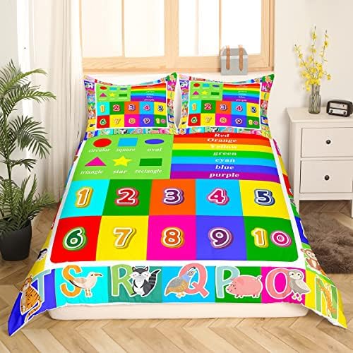 Feelyou Kids Learning Duvet Cover Set ABC Numbers Shapes