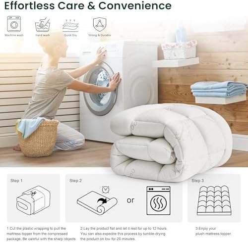 Loves Cabin Queen Mattress Topper Breathable 900 GSM Bamboo Rayon Pad