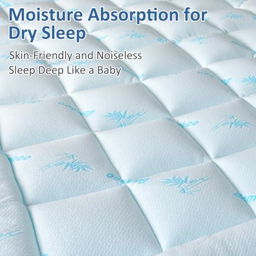 Favorland Queen Mattress Topper - Bamboo Viscose Cooling Breathable 900 GSM Down Alternative
