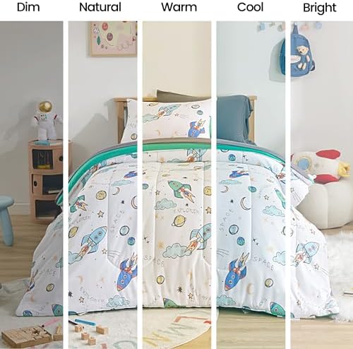 SLEEP ZONE Kids Comforter Set with Rocket Design
