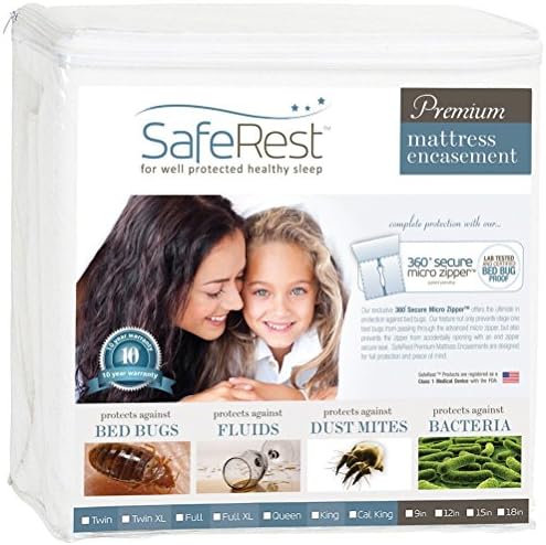 SafeRest Zippered Mattress Protector - King Size Waterproof Encasement