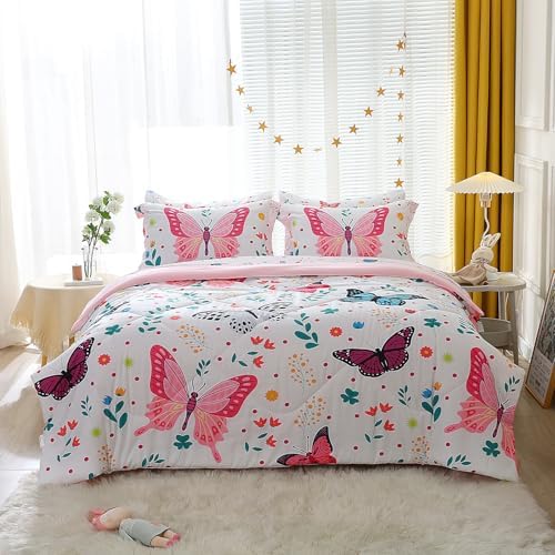 Wajade Butterfly Queen Comforter Set for Girls