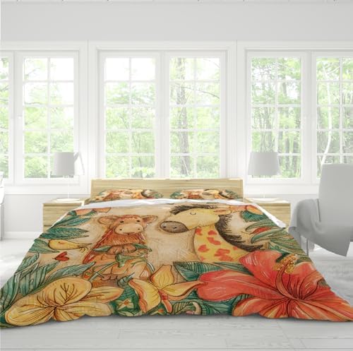HOBBOY Cartoon Duvet Cover Set 3 Pieces Giraffe Boys Girls Twin XL
