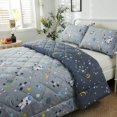 Brandream Kids Space Bedding Set 3-Piece Cotton Comforter Set