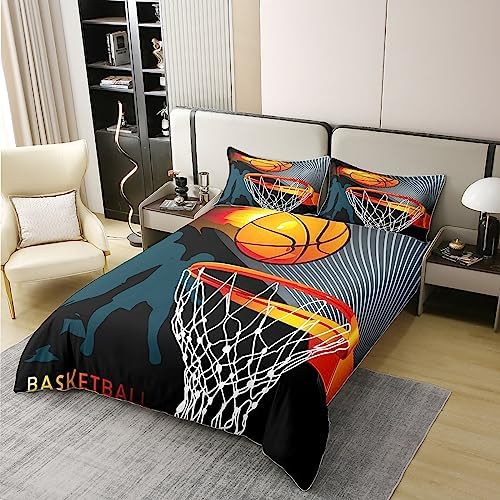 Jejeloiu 3D Basketball Duvet Cover Set 100 Cotton Full Size