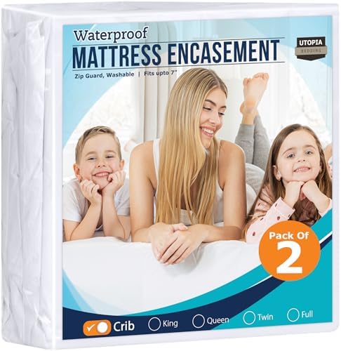 Utopia Bedding Mattress Encasement 2 Pack Crib Size Waterproof