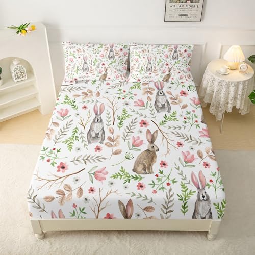 QOOMO Cartoon Rabbit Microfiber Bedding Set