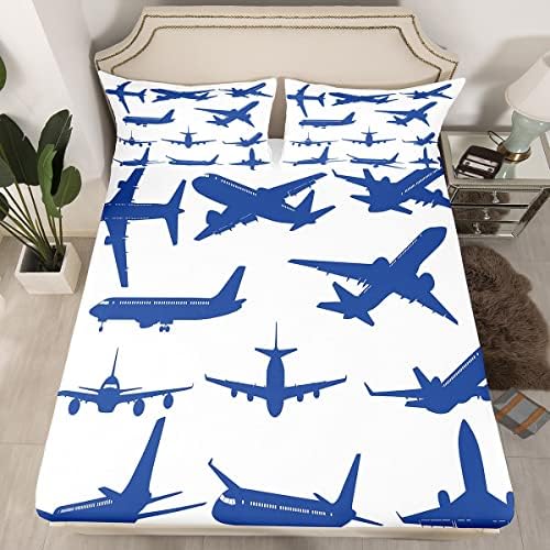 Feelyou Kids Airplane Sheet Set Twin Size with Deep Pocket