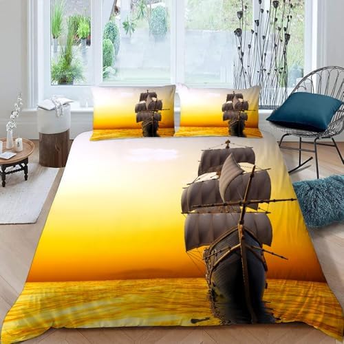 GIPNIAU Kids Duvet Cover Set California King Sailboat Design