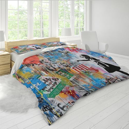 HOBBOY Cute Girl Duvet Cover Set with Zipper 3 Piece