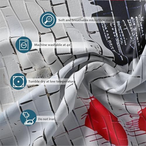 Graffiti Wall Kids Duvet Cover Set Red Love Pattern 3 Piece