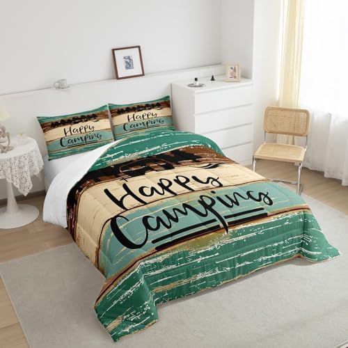 Erosebridal Happy Camping Queen Comforter Set