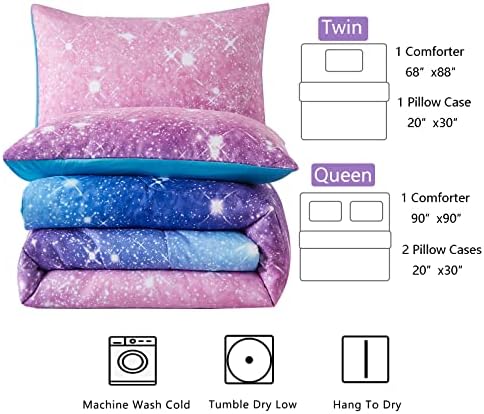 Kiddiku Purple Glitter Comforter Set for Girls