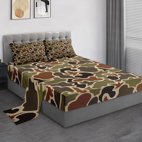 Zzzboro 3 Pcs Fitted Sheet Set Twin Size Camouflage