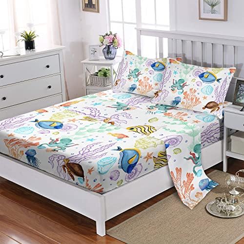 Sea Turtle Fitted Sheet Bed Set for Teens Adults