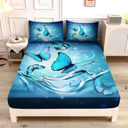 Fantasy Blue Butterfly Bedding Set for Kids