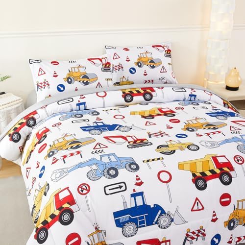 ANGIYUIN 5-Piece Cartoon Car Comforter Set for Kids