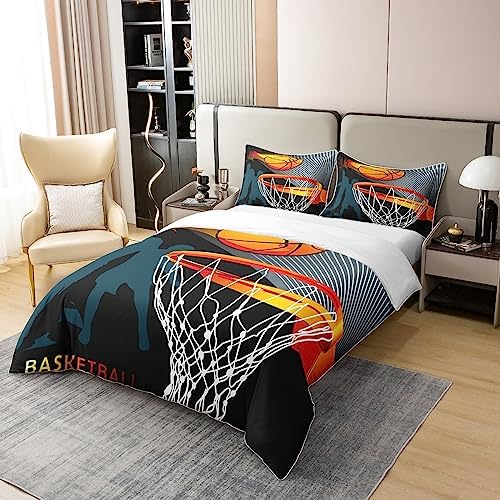 Jejeloiu 3D Basketball Duvet Cover Set 100 Cotton Full Size