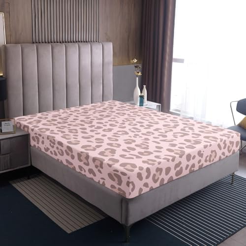 Feelyou Pink Leopard Skin Sheet Set Twin Size Kids Room Bedding
